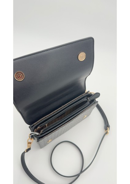 Siyah Logolu Monogram Desen El Çantası Orijinal Levid'or Premium