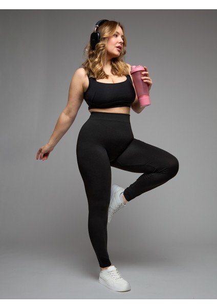 Magic Siyah Esnek Toparlayıcı Bambu Tayt|s-5xl|termal, Polarlı, Yüksek Bel, Spor ve Günlük Büyük Bedene Uygun