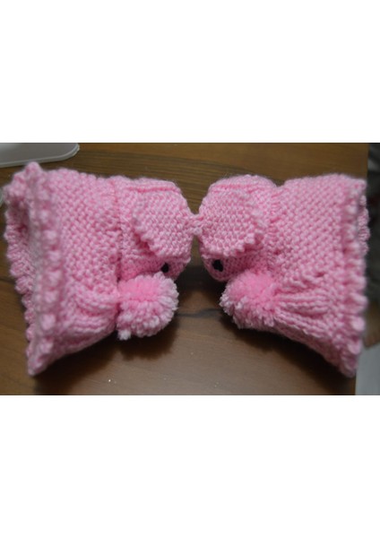 🧶 El Örgüsü Pembe Köpek Desenli Bebek Patik