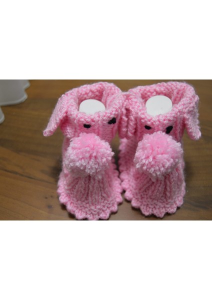 🧶 El Örgüsü Pembe Köpek Desenli Bebek Patik fiyatları