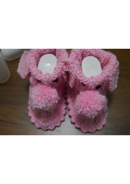 🧶 El Örgüsü Pembe Köpek Desenli Bebek Patik modelleri
