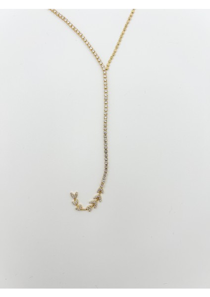 Fıora Taşlı Gold Kalpli Lüks Şık Zarif Kolye - Kadın Hediyelik fırsatları