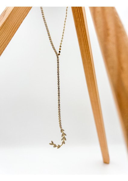 Fıora Taşlı Gold Kalpli Lüks Şık Zarif Kolye - Kadın Hediyelik indirimleri