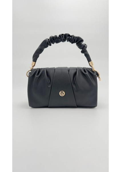 Siyah Büzgü Detaylı El Çantası Orijinal Levid'or