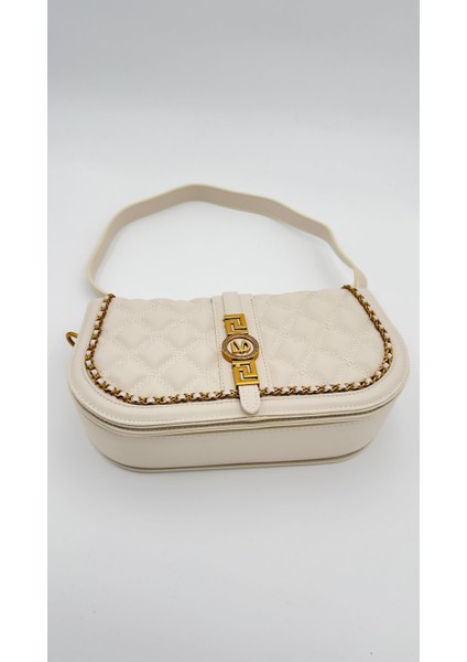 Krem Kenar Örgü Model Omuz Çantası Orijinal Levid'or Premium