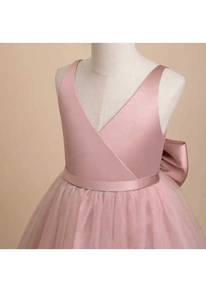 Prenses Model Kız Çocuk Abiye –fiyonk Detaylı Tül Elbise Modeli modelleri