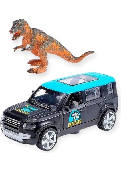 Çek Bırak Araç ve Dinazor Oyun Seti - 6843-2D- Mavi
