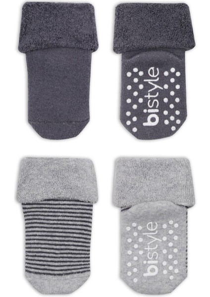 Bistyle Çemberli Kaymaz Havlu Soket Çorap 2'li BS10503 Gri-Antrasit fiyatları