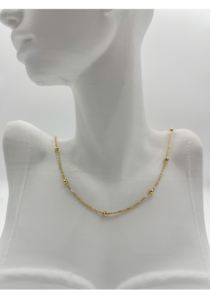 Fıora Boncuklu Gold Kolye Zincir - Kadın - Şık - Zarif - Hediyelik fiyatları