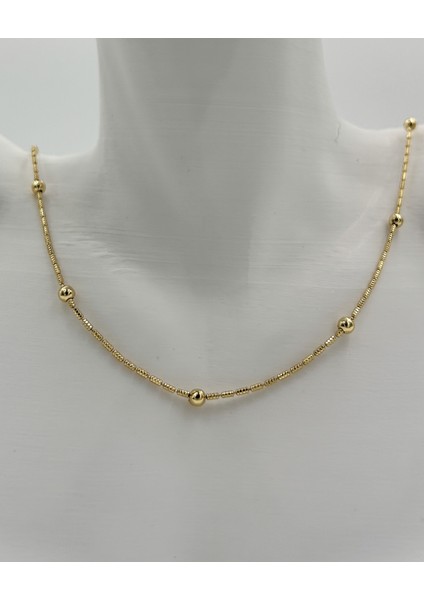 Fıora Boncuklu Gold Kolye Zincir - Kadın - Şık - Zarif - Hediyelik fırsatları