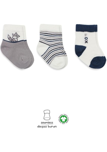 Bistyle 3'lü Penye Soket Çorap BS10109 Gri