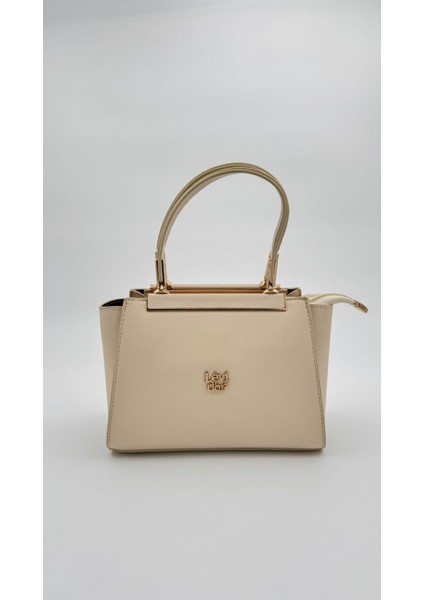 Krem Metal Şerit Detaylı El Çantası Orijinal Levid'or