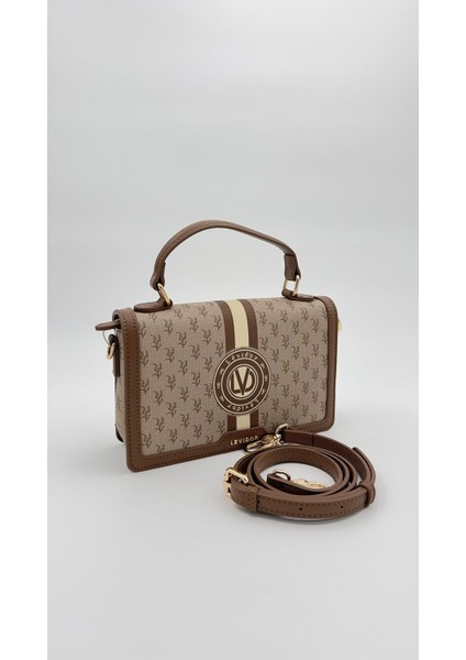 Kahve Logolu Monogram Desen El Çantası Orijinal Levid'or Premium