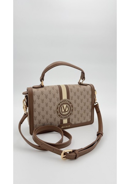 Kahve Logolu Monogram Desen El Çantası Orijinal Levid'or Premium