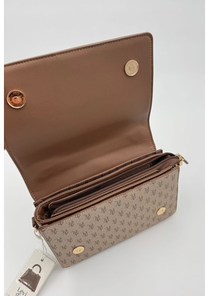 Kahve Logolu Monogram Desen El Çantası Orijinal Levid'or Premium