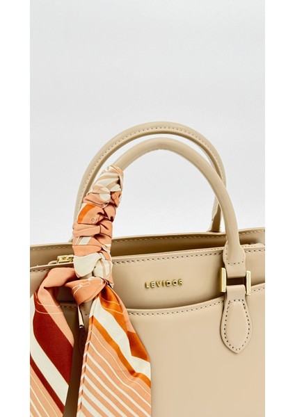 Koyu Krem Fular Askı Süslü Omuz Çantası Orijinal Levid'or Premium fiyatları