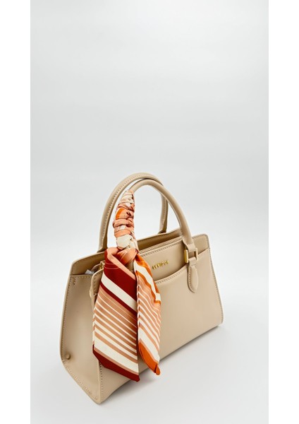 Koyu Krem Fular Askı Süslü Omuz Çantası Orijinal Levid'or Premium fırsatları