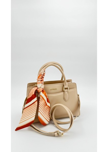 Koyu Krem Fular Askı Süslü Omuz Çantası Orijinal Levid'or Premium indirimleri