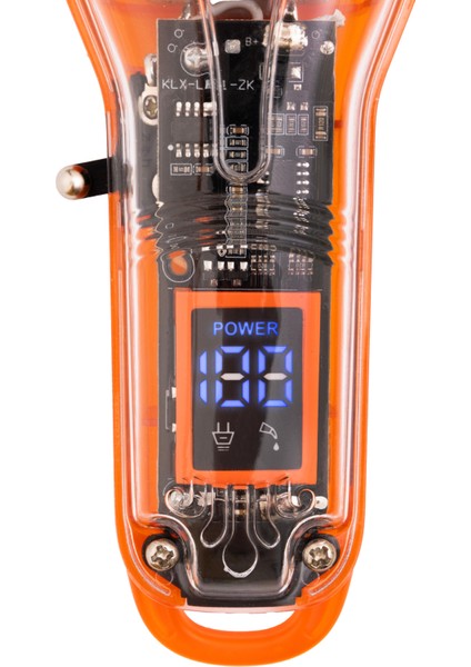 Turuncu Kablosuz Profesyonel Tıraş Makinesi, LCD Ekran, USB Şarj, 6 Tarak, T-Bıçaklı