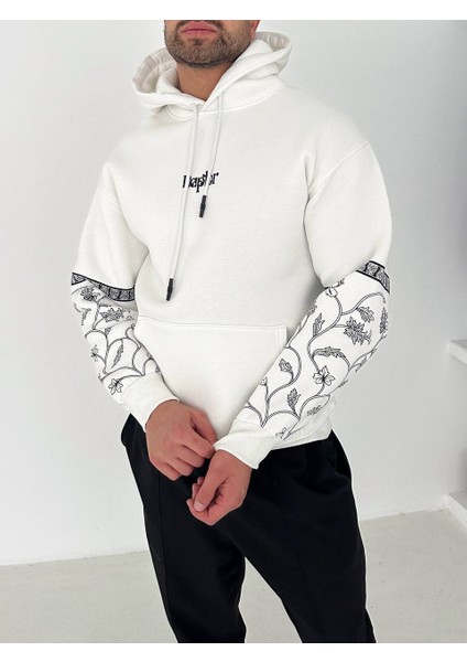 Raptor Kartal Kapüşonlu Sweat - Siyah Beyaz Kartal Oversıze Sweat