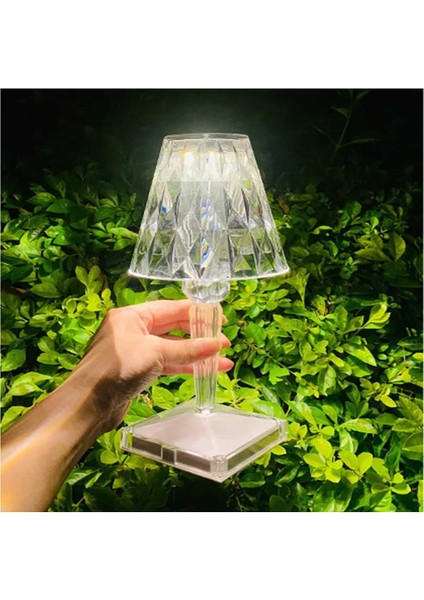 Şeffaf Kristal Elmas LED Masa Lambası, Modern ve Şık Masa Aydınlatması