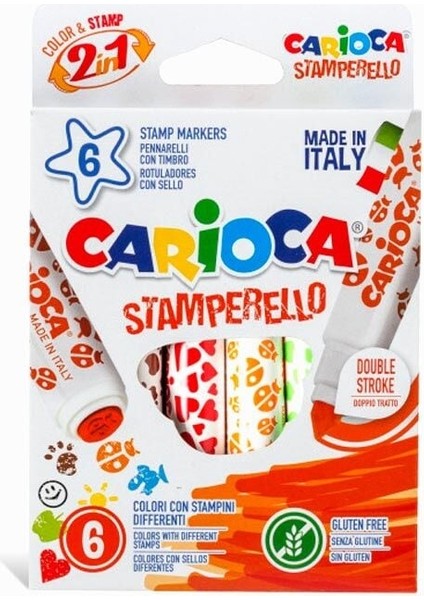 Carioca Stamperello Yıkanabilir Keçeli Boya Kalemi 6lı