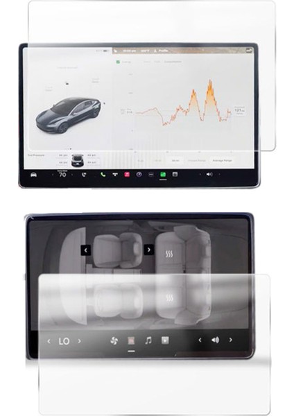 2in1 Tesla Model Y New Juniper Temperli Kırılmaz Cam Ekran Koruyucu - FC1119