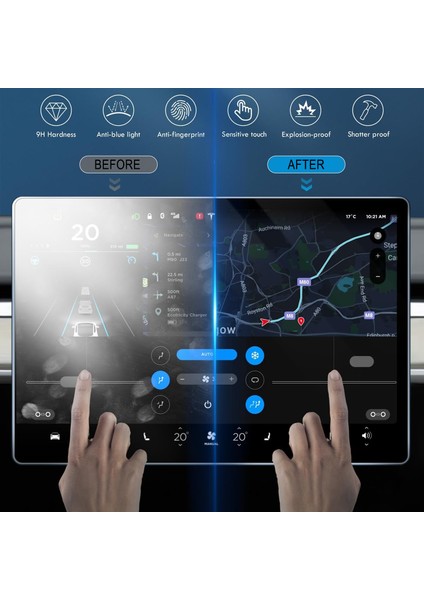 2in1 Tesla Model Y New Juniper Temperli Kırılmaz Cam Ekran Koruyucu - FC1119 fırsatları