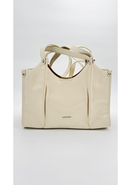 Bej Çift Gözlü Büyük Omuz Çantası Orijinal Levid'or Premium