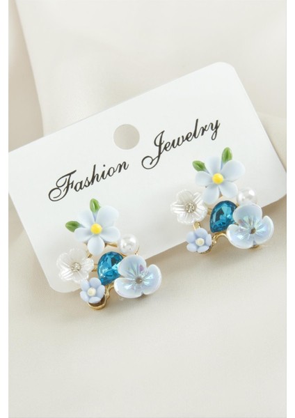 Çiçek Mineli Taşlı Küpe indirimleri