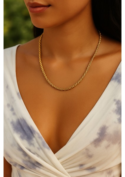 Fıora Burgulu Kolye Zincir Zarif Gold Renk Çeeik Kolye Kadın - Zarif - Şık- Hediyelik