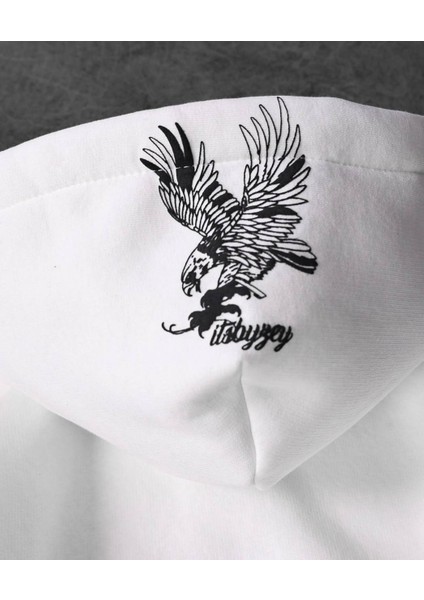 Raptor Kartal Kapüşonlu Sweat - Siyah Beyaz Kartal Oversıze Sweat fiyatları