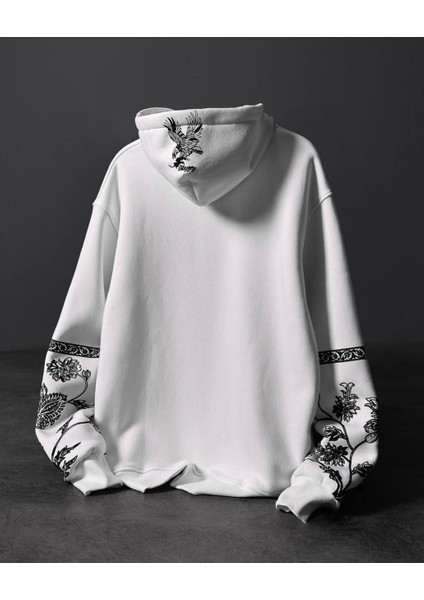 Raptor Kartal Kapüşonlu Sweat - Siyah Beyaz Kartal Oversıze Sweat fırsatları