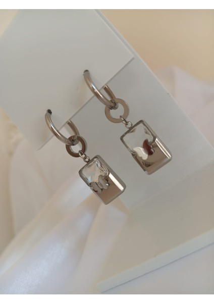Kelebek Figür Sallantı Kristal Çelik Küpe modelleri