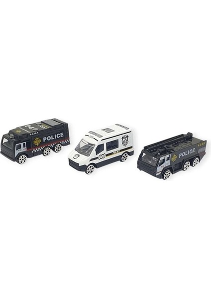 3'lü Iş Makinaları Road Seti - Die Cast - DS044 - Polis