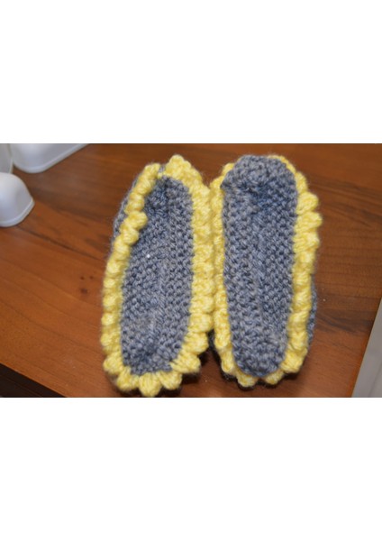 🧶 El Örgüsü Grı Sarı Köpek Desenli Bebek Patik modelleri