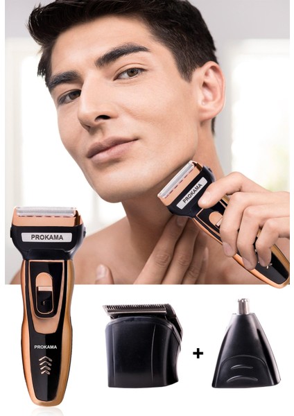 3 Başlıklı Erkek Tıraş Makinesi Seti, Pratik ve Güçlü Bakım Aracı modelleri