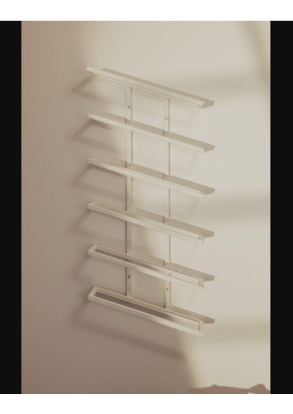 6'lı Beyaz Metal Duvara Monte Şarap Rafı ve Bardak Şişe Tutucu