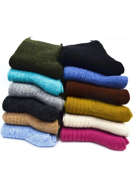 6 Adet Doğal Lambswool Yün Kadın Kışlık Diz Altı Çorap Diba Tozluk Bot Çorabı fiyatları