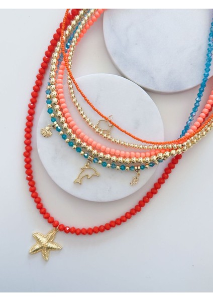 Renkli Boncuk Çoklu Kolye