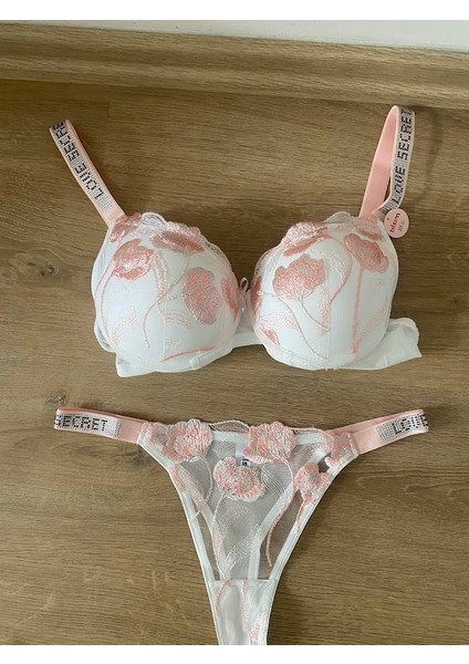 Kadın Çiçek Desenli Nakışlı Destekli Sütyen Takımı fiyatları