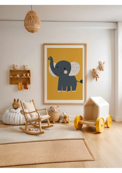 Sevimli Orman Ikilisi - Doğal Ahşap Çerçeveli Tablo - Poster Seti (2’Lİ)