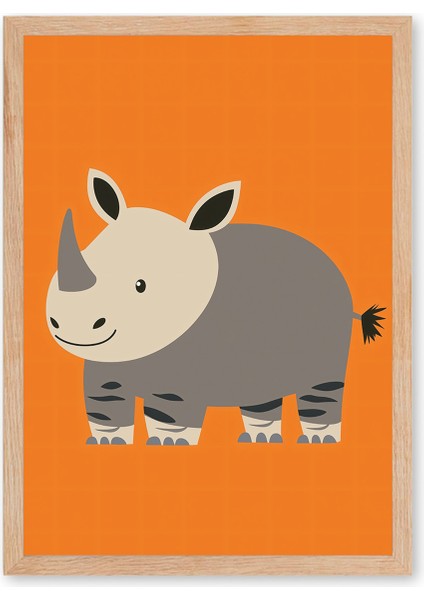 Tiny Rhino - Doğal Ahşap Çerçeveli Tablo - Sakin Çocuk Posteri fırsatları