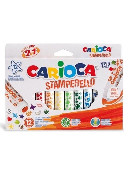 Carioca Stamperello Yıkanabilir Keçeli Boya Kalemi 12LI (Bir Ucu Keçeli Kalem Bir Ucu Damga) fiyatları