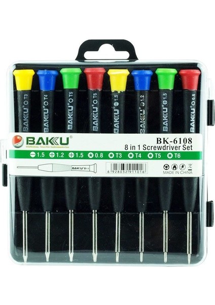 Baku BK-6108 Hassas 8 Parça Tornavida Seti