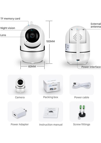 Ev Güvenlik 1080P Wifi Akıllı Kamera Bebek Monitör Hareket Algılama Sesli Alarm Ses Dinleme Gece Görüş Tf Kart Bulut Depolama Bebek Kamerası