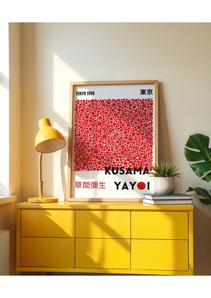 Kusama Tokyo 1998 Nokta Ağı - Doğal Ahşap Çerçeveli Tablo - İllüstrasyon Poster - Curated By Push
