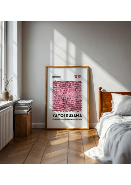 Kusama Tokyo 1998 Nokta Ağı - Doğal Ahşap Çerçeveli Tablo - İllüstrasyon Poster - Curated By Push