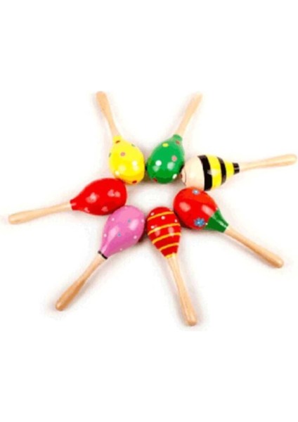 Renkli Ahşap Marakas Boncuklu Ritim Çıngırağı Çocuklar Için Eğitici ve Eğlenceli Müzik Aleti