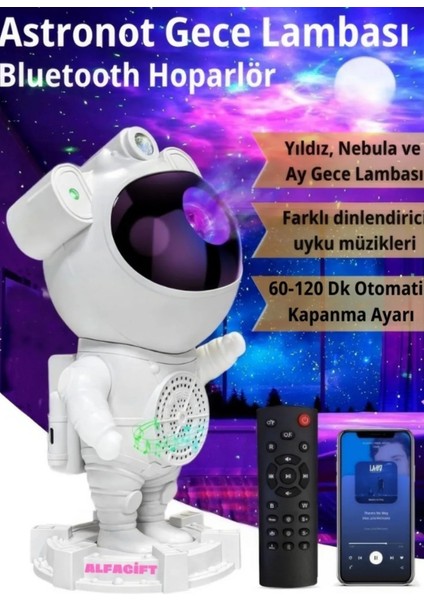 Beyaz Uzaktan Kumandalı Bluetooth Yıldız Projeksiyon Cihazı ve Astronot Hoparlör indirimleri